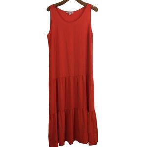 Elizabeth And James Sleeveless Tiered Tank Long Maxi Dress Orange Size Large